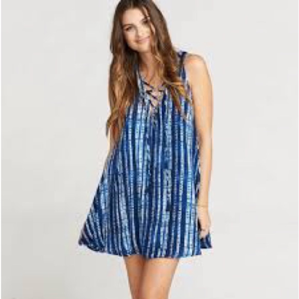 Show Me Your MuMu Blue Striped Mini Dress